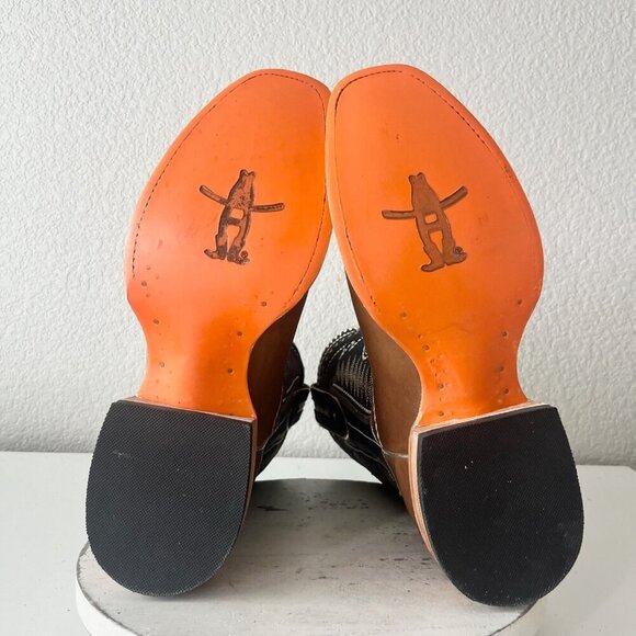 Lane RODEO HOUSTON Mens Cowboy Boots Size 11.5B Brown Leather Western Blunt Toe - Picture 10 of 13